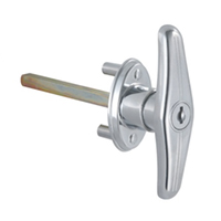 Description: Handle Lock
Material: ZDC base, handle, cylinder. Steel shaft.  
Surface: Chrome plated cylinder, power coated handle and base. Zinc plated shaft.
Remark: 180 degree turn achieve open and lock
