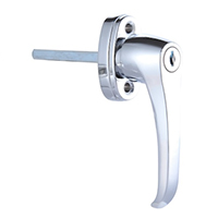 Description: Handle Lock
Material: ZDC base, handle, cylinder. Steel shaft. 
Surface: Chrome plated cylinder, power coated handle and base. Zinc plated shaft.  
Remark: 90 degree turn achieve open and lock.  
